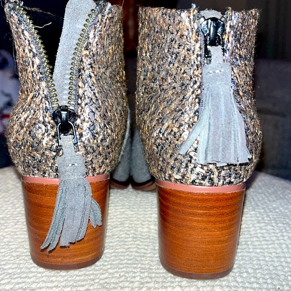 TOMS Women's Leila Bootie Grey Felt Shine Boucle Boot 7 Wide - Picture 8 of 11